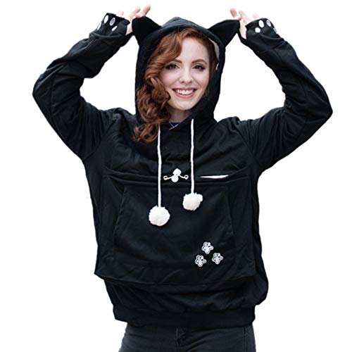 Kei Tomlison Unisex Kapuzenpullover mit großem Beutel, langärmelig, für Haustiere, Katzen und Hunde, Schwarz, Large Kei Tomlison Unisex Kapuzenpullover mit großem Beutel, langärmelig, für Haustiere, Katzen und Hunde, Schwarz, Large von Kei Tomlison