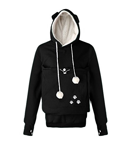 Kei Tomlison Unisex Kapuzenpullover mit großem Beutel, langärmelig, für Haustiere, Katzen und Hunde, Schwarzes Fleece, Medium Kei Tomlison Unisex Kapuzenpullover mit großem Beutel, langärmelig, für Haustiere, Katzen und Hunde, Schwarzes Fleece, Medium von Kei Tomlison