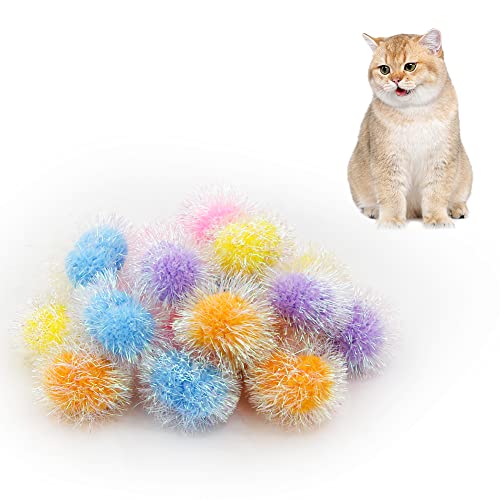 Kelamayi Cat Sparkle Balls, 20 Stück Katzenlieblingsspielzeug Pom Poms Glitter 6 cm Bunte Lametta Balls, Leichtes und mehrfarbiges Katzenspielzeug für den Innenbereich für Haustierkätzchen Kelamayi Cat Sparkle Balls, 20 Stück Katzenlieblingsspielzeug Pom Poms Glitter 6 cm Bunte Lametta Balls, Leichtes und mehrfarbiges Katzenspielzeug für den Innenbereich für Haustierkätzchen von Kelamayi