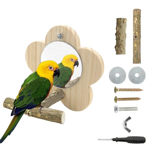 Vogelsitzstange mit Spiegel, blumenförmiger Ständer, Vogelkäfig-Ständer, Stange für Vögel, Papageien, Wellensittiche, Sittiche, Nymphensittiche, Conure, Unzertrennliche, Käfig, Pfotenschleifspielzeug Vogelsitzstange mit Spiegel, blumenförmiger Ständer, Vogelkäfig-Ständer, Stange für Vögel, Papageien, Wellensittiche, Sittiche, Nymphensittiche, Conure, Unzertrennliche, Käfig, Pfotenschleifspielzeug von Kelamayi