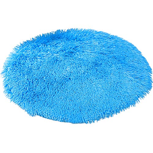 Kelendle Hundebett-Matte aus Plüsch, warm, flauschig, rund, mit rutschfester wasserdichter Unterseite, weich, bequem, für kleine und mittelgroße Hunde, zum Schlafen (blau) von Kelendle