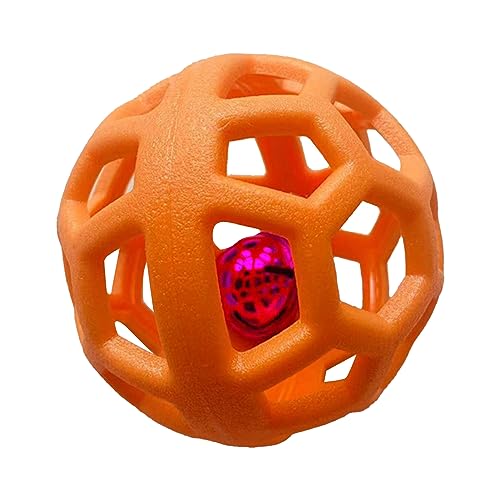 Interaktiver Hunde- und Katzenspielzeugball, langlebiger, hohler, bissfester Kauball für Haustiere, lustiges und ansprechendes Spielzeug für Hunde und Katzen, ideal für Bewegung (Orange) von Kelepu