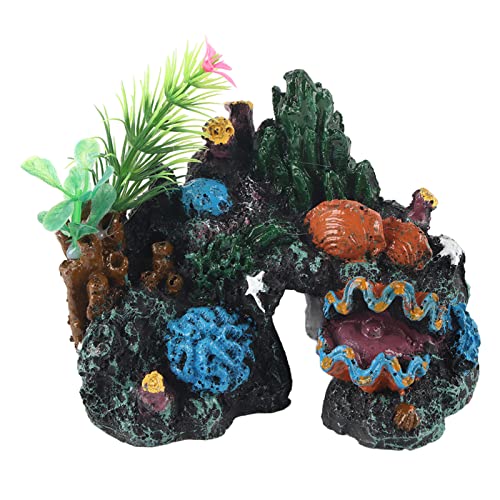Kelepu Kunstharzkoralle, farbenfrohes Aquarium-Korallenriff-Dekor, Höhlenaquarium-Dekor, Meeresaquarium-Ornament, künstliche Korallen-Ornament, Goldfisch-Betta-Fisch-Versteck, sicher für von Kelepu