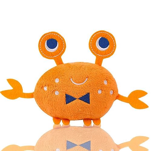 Quietschendes Hundespielzeug, plüschiges, krabbenförmiges, bissfestes, interaktives Zahnspielzeug für Welpen, langlebiges orangefarbenes Kauspielzeug für Haustiere von Kelepu