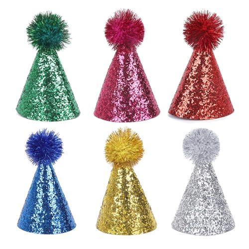 Funkelnde Festival-Haustiermütze mit Pompons, glitzerndes Puder für Urlaub, Fotografie, Hund, Katzen, Party-Dekoration, Haustier-Feierhut, 6 Stück Funkelnde Festival-Haustiermütze mit Pompons, glitzerndes Puder für Urlaub, Fotografie, Hund, Katzen, Party-Dekoration, Haustier-Feierhut, 6 Stück von Kelisdi