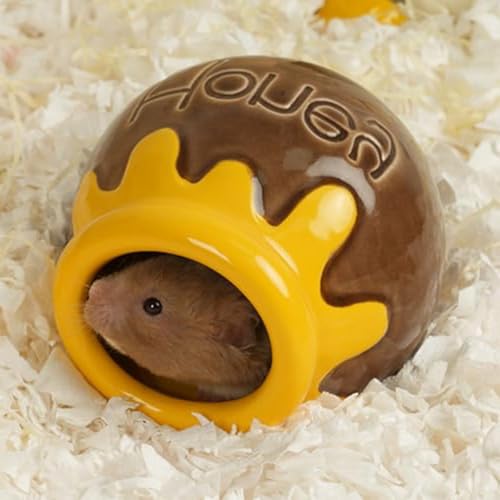 Kelivi Keramik Hamster Versteck, Honig Zwerg Hamster Haus, Syrische Hamster Habitat Dekor, Hideaway Haus Höhle für Gerbil, Kühles Bett für die ganze Saison (Braun) von Kelivi