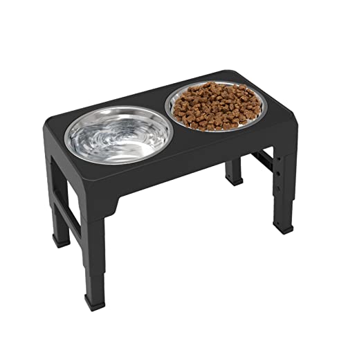 Hundenapf mit Ständer - Hunde- und Katzennapf-Set aus Edelstahl mit erhöhtem Ständer - Waschbares, rutschfestes Haustierfutter für Futter und Wasser, schützt die Wirbelsäule des Hundes Keloc von Keloc