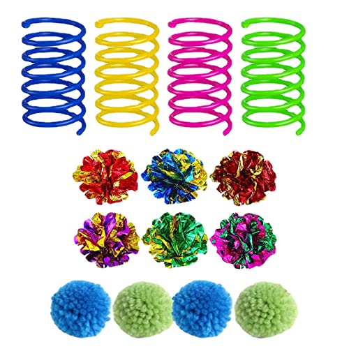 Katzenspielzeug-Set für Indoor-Katzen, interaktives Katzenspielzeug-Set, Spiralfedern mit Kugeln, Rasselpapier zum Klatschen, Beißen und gesundes Spielen, zufällige Farbe Keloc Katzenspielzeug-Set für Indoor-Katzen, interaktives Katzenspielzeug-Set, Spiralfedern mit Kugeln, Rasselpapier zum Klatschen, Beißen und gesundes Spielen, zufällige Farbe Keloc von Keloc