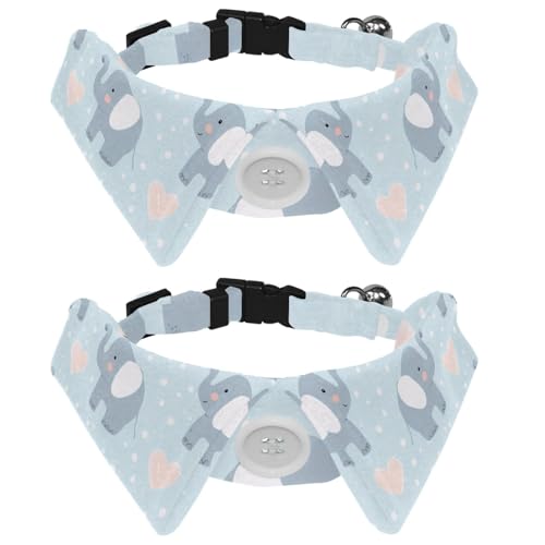 Hundehalsband, Sicherheitsschnalle, verstellbar, weich, mit Glöckchen, für kleine Kätzchen, Hellblau, Elefant, 2 Stück von KengjuTesu