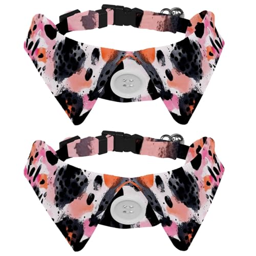 Hundehalsband, Sicherheitsschnalle, verstellbar, weich, mit Glöckchen, für kleine Kätzchen, Leopardenmalerei, 2 Stück von KengjuTesu