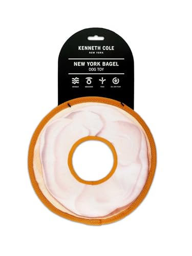Kenneth Cole Füllfreies langlebiges New York Bagel Hundespielzeug - kaufestes Nylon, Quietscher, Knistern und ganztägiges Spielen von Kenneth Cole