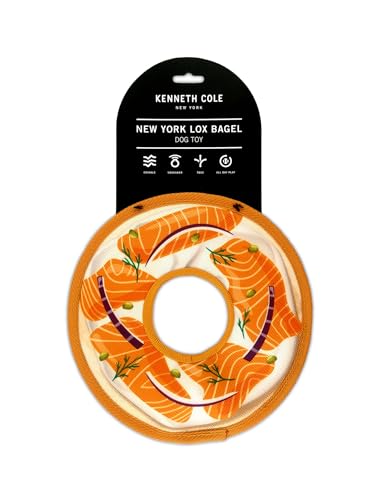 Kenneth Cole Füllfreies langlebiges New York Bagel Hundespielzeug - kaufestes Nylon, Quietscher, Knistern und ganztägiges Spielen von Kenneth Cole