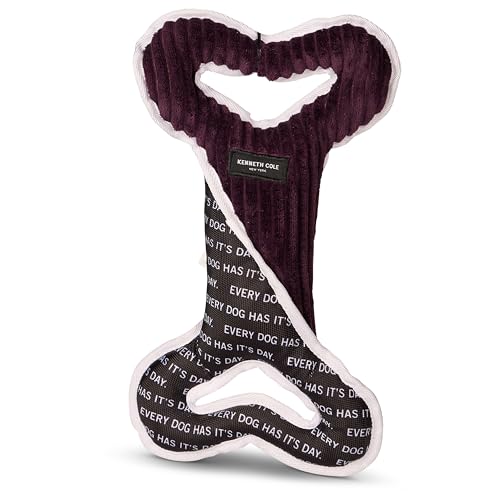 Kenneth Cole Langlebiges zweifarbiges Zerr-Plüschknochenspielzeug für extra große Hunde - kaufestes Nylon trifft auf weichen Cord-Plüsch mit Quietscher von Kenneth Cole