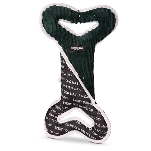 Kenneth Cole Langlebiges zweifarbiges Zerr-Plüschknochenspielzeug für extra große Hunde - kaufestes Nylon trifft auf weichen Cord-Plüsch mit Quietscher von Kenneth Cole