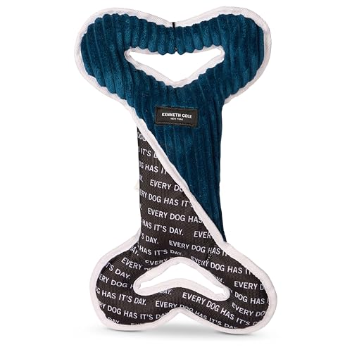 Kenneth Cole Langlebiges zweifarbiges Zerr-Plüschknochenspielzeug für extra große Hunde - kaufestes Nylon trifft auf weichen Cord-Plüsch mit Quietscher von Kenneth Cole