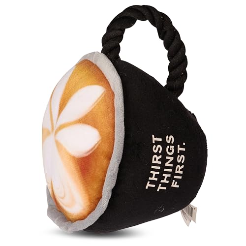 Kenneth Cole Plüsch-Hundespielzeug – Pizza, Hot Dog & Kaffeetasse – stilvolles, langlebiges Quietschspielzeug für kleine und mittelgroße Hunde von Kenneth Cole
