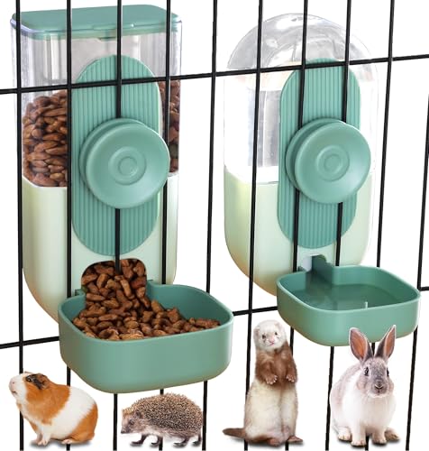 Kenond Automatischer Wasserspender zum Aufhängen, 1000 ml, automatischer Schwerkraft-Haustier-Futterspender und Bewässerungs-Set, Käfig, Katzenfutter, Futterstation für Welpen und Kätzchen, Kaninchen, von Kenond