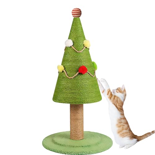 Kensbro Katzen Weihnachtsbaum, Kratzbaum Weihnachtsbaum, Weihnachts Kratzbaum mit Fellbällen & Fußpedal für Kätzchen Katzen, 35 * 62cm(L) von Kensbro