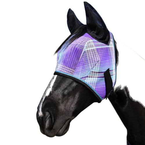 Kensington Signature Fliegenmaske mit Webbesatz, weiche Netz-Ohren und Vorlockenöffnung, Größe: XL-Lrg. Pferdefarbe: 2017 - Lavendelminze von Kensington