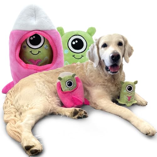 Kenuak® Alien-Rakete – Unzerstörbares Interaktives Plüschspielzeug für Hunde, Große und Kleine Hunde, Welpen-Spielzeug mit Quietscher von Kenuak