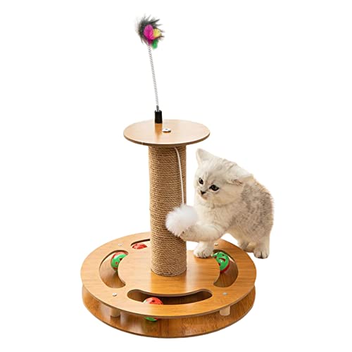 Keptfeet 4-in-1-Katzenkratzbäume für Hauskatzen - Katzenkratzbaum aus Sisalseil mit weich baumelndem Ball,Multifunktionales bewegliches Katzenspielzeug für Katzenübungen zum Kratzen im Innenbereich von Keptfeet