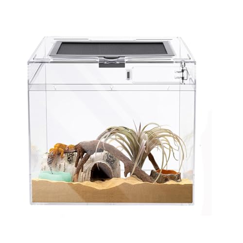 360° PC Terrarium für Reptilien, 30*18*22cm Transparent Reptil Fütterungsbox für Schnecken,Insekten,Wasserschildkröten,Vogelspinnen,Springspinne,Leopard Gecko,Bärtiger Drache,Frosch (12*7*9in) von Kepuarm