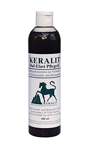 Keralit Huf-Elast Pflegeöl für Pferde | 300 ml | Feuchtigkeitsbindende Besserung für Pferdehufe | Flüssiges Wirkstoffkonzentrat | Enthält Lorbeeröl, Sesamöl, Avocadoöl von Keralit