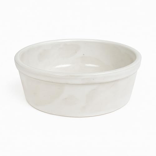 2.&3. Wahl Artikel - B&C Ware - KERAZO 3,8 Liter Hunde Futterschale Futternapf 28x11cm, aus Schwerer Steinzeug Keramik, weiß (2. Wahl - B Ware) von Kerazo