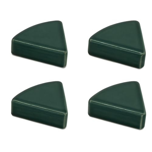 4er-Set Unterlegfüße aus Keramik – dreieckige Untersetzer, 7×8 cm – Abstandhalter für Pflanzkübel, Blumentöpfe, Garten, Balkon, Terrasse (Dunkelgrün) von Kerazo