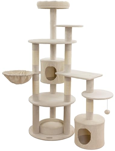 Kebl Pet Kratzbaum Annika für Katzen, Moderner Kratzbaum, Sisalsäulen Krallenpflege, Für Mehrkatzenhaushalte, Liegeplätze und Spielball, Beige, 164 cm Kebl Pet Kratzbaum Annika für Katzen, Moderner Kratzbaum, Sisalsäulen Krallenpflege, Für Mehrkatzenhaushalte, Liegeplätze und Spielball, Beige, 164 cm von Kerbl Pet
