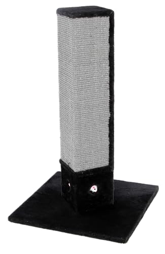 Kerbl Pet Pet Kratzsäule 4-Corner, Kratzsäule für Krallenpflege mit stabiler Grundfläche, Mit robustem Sisalbezug, Inklusive Spielmäusen, 48x48x80 cm, Schwarz von Kerbl Pet