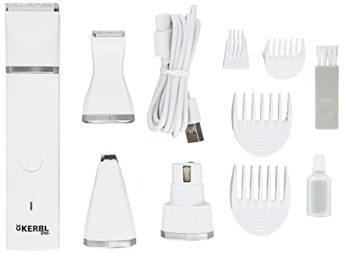 Kerbl Akku-Multitrimmer 4in1 (geeignet für Hunde, Katzen und Kleintiere, 600 mAh Akku, Farbe Weiß) 80078 von Kerbl Pet