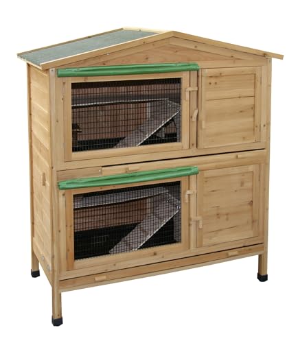 Kerbl Nagerhaus Appartement (für Kanninchen + Meerschweinchen, ‚Stall aus Spießtanne, mit wetterfestem Bitumendach, 4 Türen, inkl. Kunststoffwanne, 2 Stockwerke) 82800 von Kerbl Pet