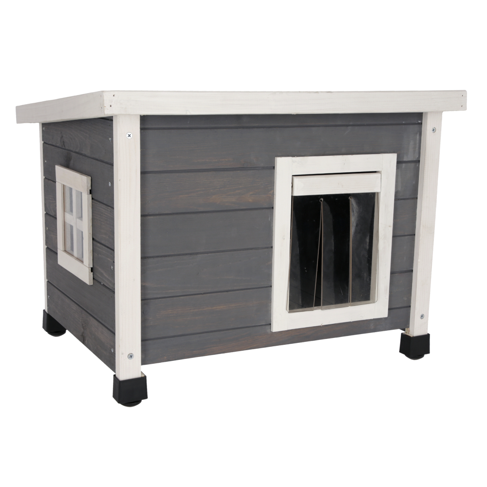 Kerbl Pet Katzenhaus Rustica, weiß / grau - L 57 x B 45 x H 43 cm von Kerbl Pet