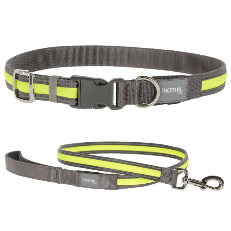 Kerbl Pet Light & Reflex Set Leuchthalsband und -leine - Set: Halsband Größe M/L + Leine 120 cm von Kerbl Pet