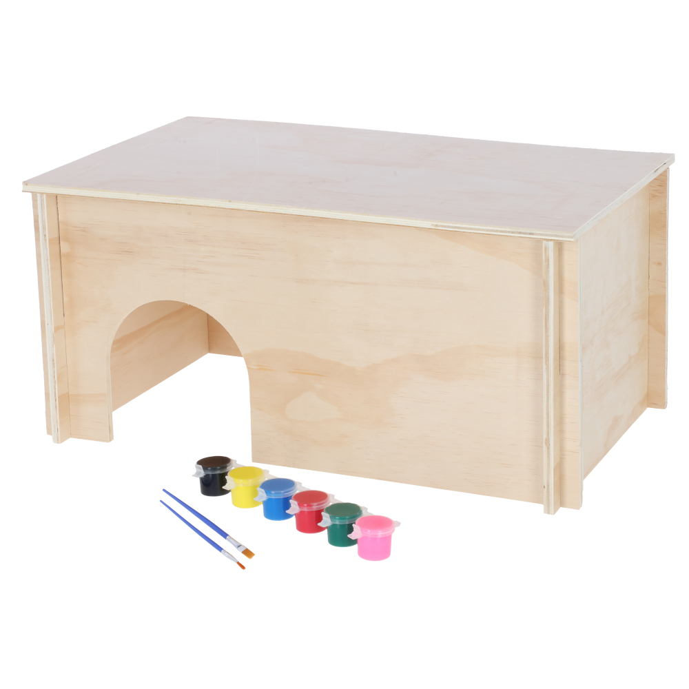 Kerbl Pet Nagerhaus zum Bemalen - L 50 x B 29 x H 24 cm, inkl. 6 Farben und Pinsel von Kerbl Pet