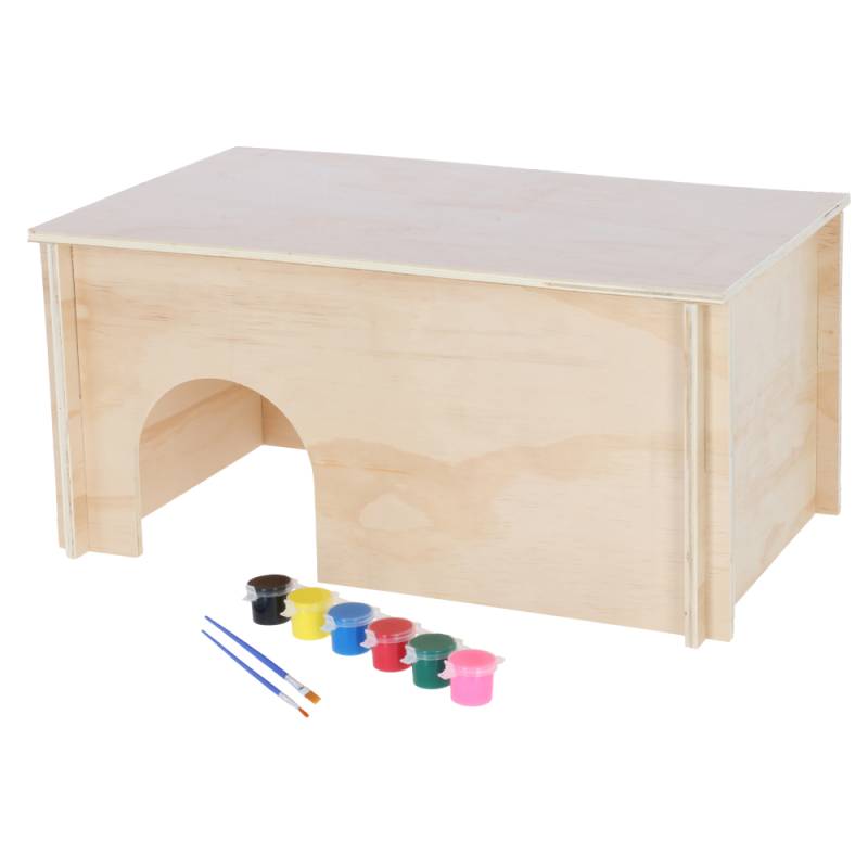 Kerbl Pet Nagerhaus zum Bemalen - L 50 x B 29 x H 24 cm, inkl. 6 Farben und Pinsel von Kerbl Pet