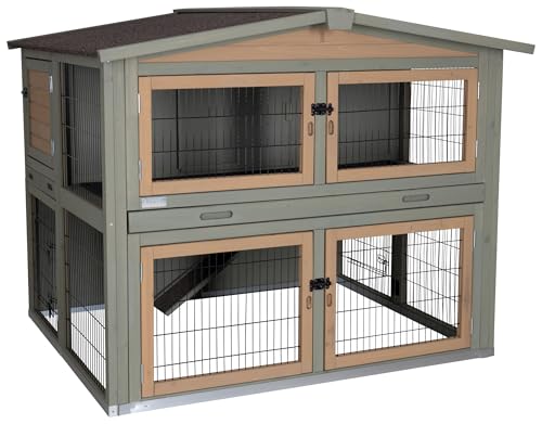 Kerbl Pet Nagerstall Suite, Für Kaninchen und Hasen, Großer Ruhebereich, Hochwertiges Gitter, Wetterfestes Bitumendach, Mit Freilauf, 134x115x111 cm, Holz|grau Kerbl Pet Nagerstall Suite, Für Kaninchen und Hasen, Großer Ruhebereich, Hochwertiges Gitter, Wetterfestes Bitumendach, Mit Freilauf, 134x115x111 cm, Holz|grau von Kerbl Pet