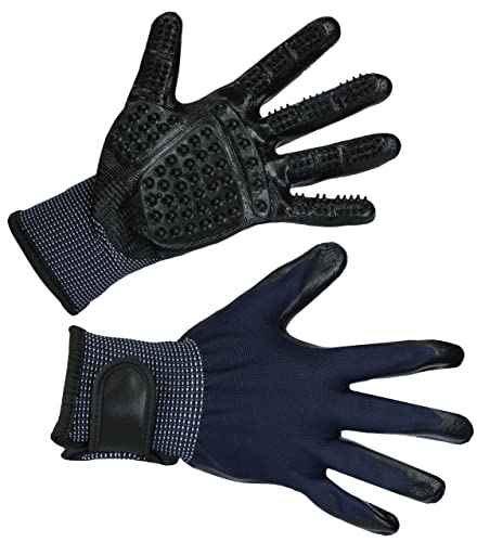 Kerbl Pet Putz-und Massagehandschuh schwarz/blau, Gr.S von Kerbl Pet