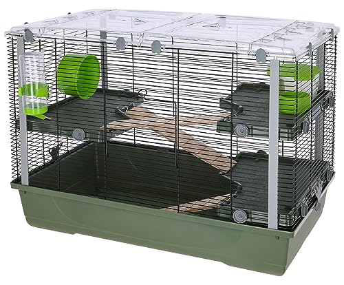 Kerbl Kleintierkäfig Eva 23 (Käfig für Haustiere, Laufstall mit Zubehör, Nagerkäfig mit aufklappbarem Dach, Heimtierkäfig, 79 x 45 x 60 cm, olivgrün/schwarz) 81743 Kerbl Kleintierkäfig Eva 23 (Käfig für Haustiere, Laufstall mit Zubehör, Nagerkäfig mit aufklappbarem Dach, Heimtierkäfig, 79 x 45 x 60 cm, olivgrün/schwarz) 81743 von Kerbl