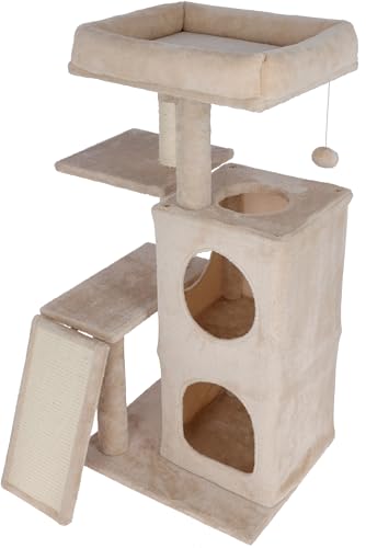 Kerbl Kratzbaum Alessia (Farbe: beige, Höhe: 100 cm, doppelstöckige Höhle mit Mehreren EIN- und Ausgängen, inkl. Spielball, großes Liegebett, Katzenspielzeug, Tierzubehör) 80915 Kerbl Kratzbaum Alessia (Farbe: beige, Höhe: 100 cm, doppelstöckige Höhle mit Mehreren EIN- und Ausgängen, inkl. Spielball, großes Liegebett, Katzenspielzeug, Tierzubehör) 80915 von Kerbl Pet