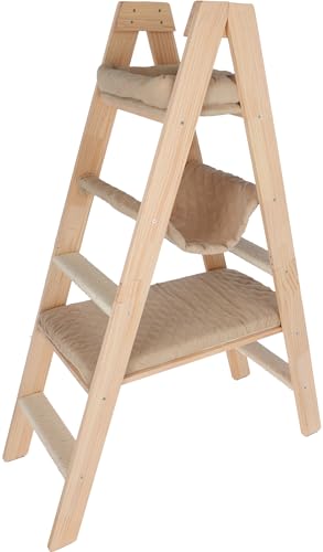 Kerbl Kratzbaum Ladder (Farbe natur/beige, Höhe 134 cm, aus Massivholz, Liegefläche aus Veloursstoff, mit 4 Trittstufen) 80921 Kerbl Kratzbaum Ladder (Farbe natur/beige, Höhe 134 cm, aus Massivholz, Liegefläche aus Veloursstoff, mit 4 Trittstufen) 80921 von Kerbl Pet