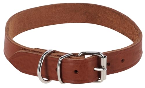 KERBL Halsband Tuscany – Farbe Braun (Halsumfang 29 – 35 cm, Breite 15 mm, Material Leder, verstellbar) 86209 von Kerbl