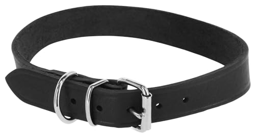 KERBL Halsband Tuscany – Farbe Schwarz (Halsumfang 24 – 30 cm, Breite 15 mm, Material Leder, verstellbar) 86206 von Kerbl