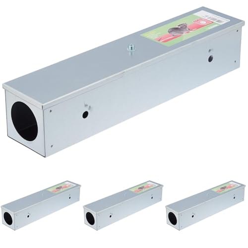 KERBL Köderstation BlocBox (Nagerfallen aus verzinkten Metall, 40 x 8 x 8 cm Köderbox für Raten) 299633 (Packung mit 4) von Kerbl