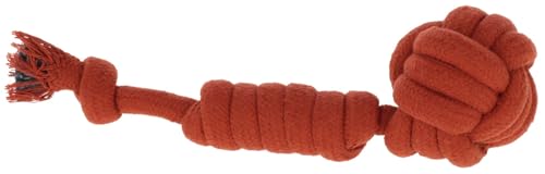 KERBL Tauspielzeug Ball am Tau – Länge 27 cm, ø 8 cm (Farbe Rost, 100% Baumwolle, Inhalt 3 Stück) 860801 von Kerbl