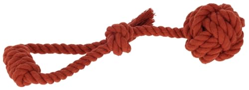 KERBL Tauspielzeug Ball an Schlaufe – Länge 34 cm, ø 8 cm (Farbe Rost, 100% Baumwolle, Inhalt 3 Stück) 86083 von Kerbl