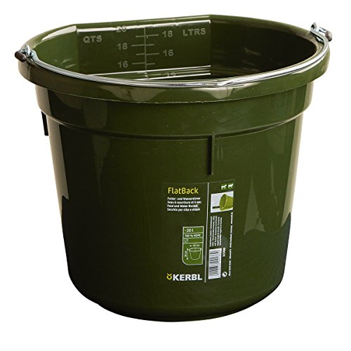 Kerbl FlatBack Futter-u. Wassereimer – 20 Liter, Grün (Höhe x Durchmesser 17 x 33 cm, Gewicht 1 kg, Material Kunststoff) 323490 von Kerbl