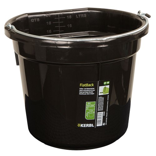 Kerbl FlatBack Futter-u. Wassereimer – 20 Liter, Schwarz (Höhe x Durchmesser 17 x 33 cm, Gewicht 1 kg, Material Kunststoff) 323493 von Kerbl