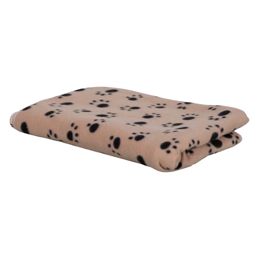 Kerbl Pet Hundedecke Stella mit Pfotenmuster, Kuscheldecke für Körbchen / Sofa / Bett, Fleecedecke, 140 x 100 cm, Beige von Kerbl Pet